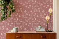 Elegant Space Voyage Rose Color Wallpaper for walls
