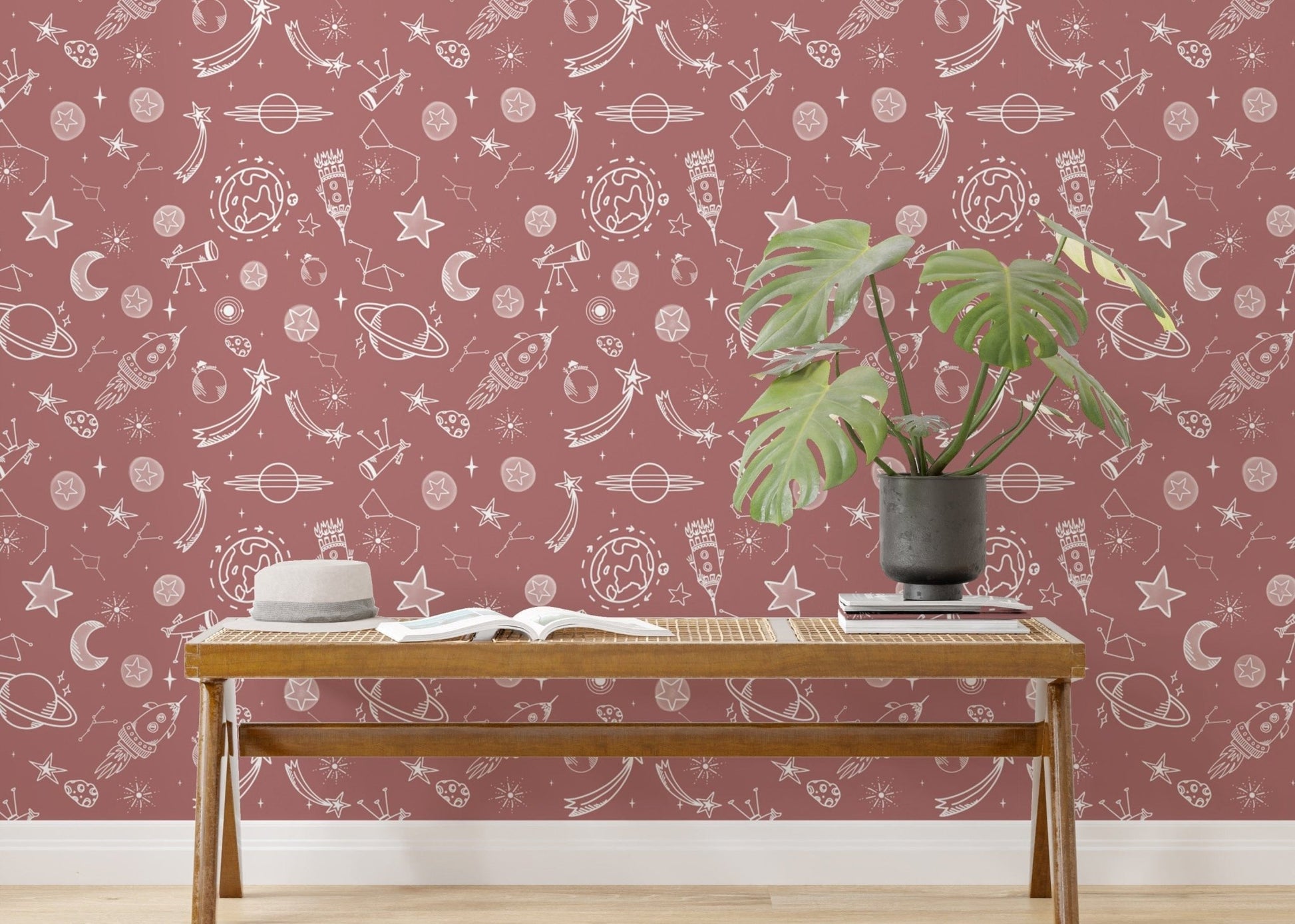 Space Voyage Rose Color Wallpaper for modern rooms