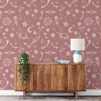 Space Voyage Rose Color Wallpaper for chic spaces
