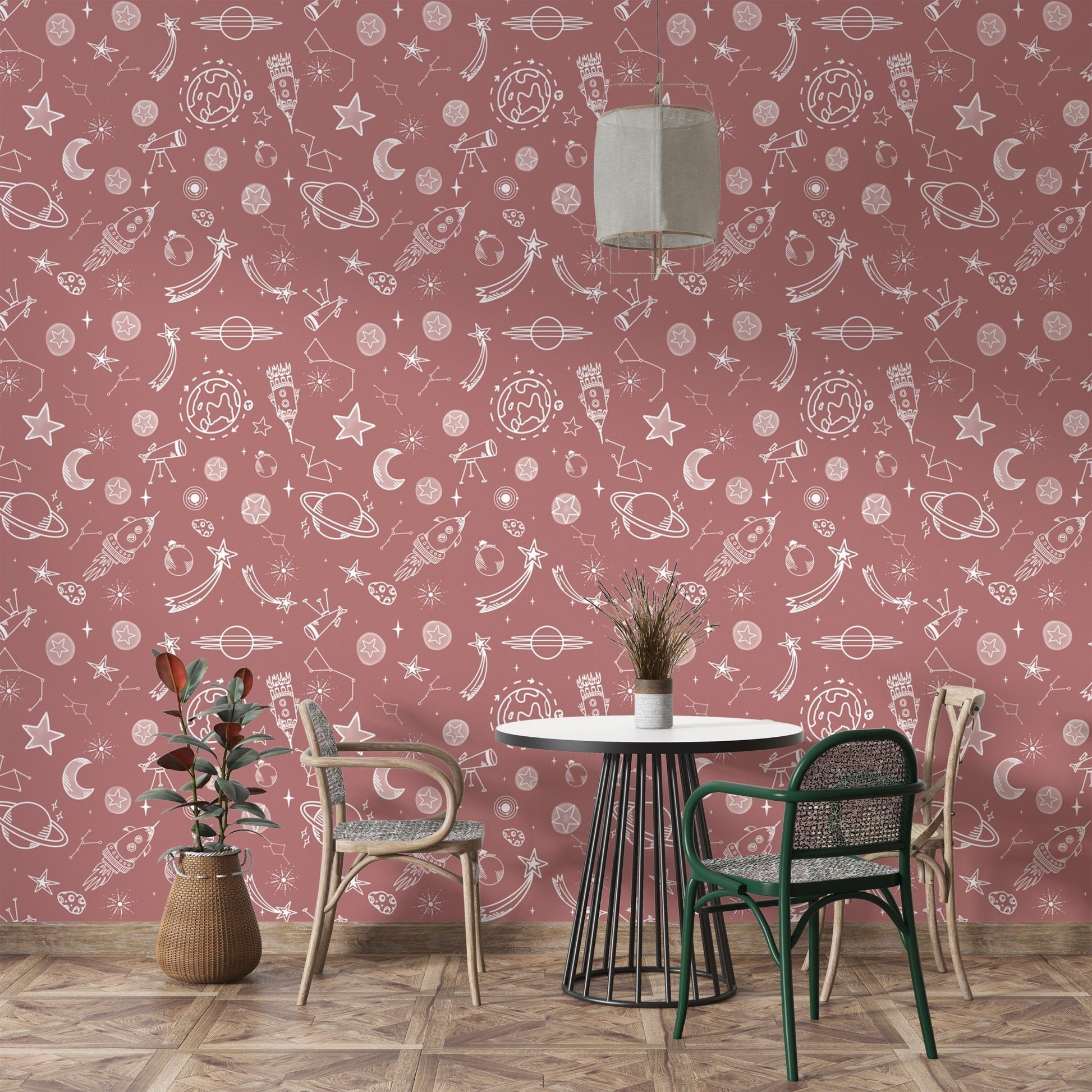 Space Voyage Rose Color Wallpaper for vibrant rooms