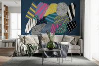 Sci-fi spaceship wall mural featuring glowing planets and swirling galaxies, GD6194