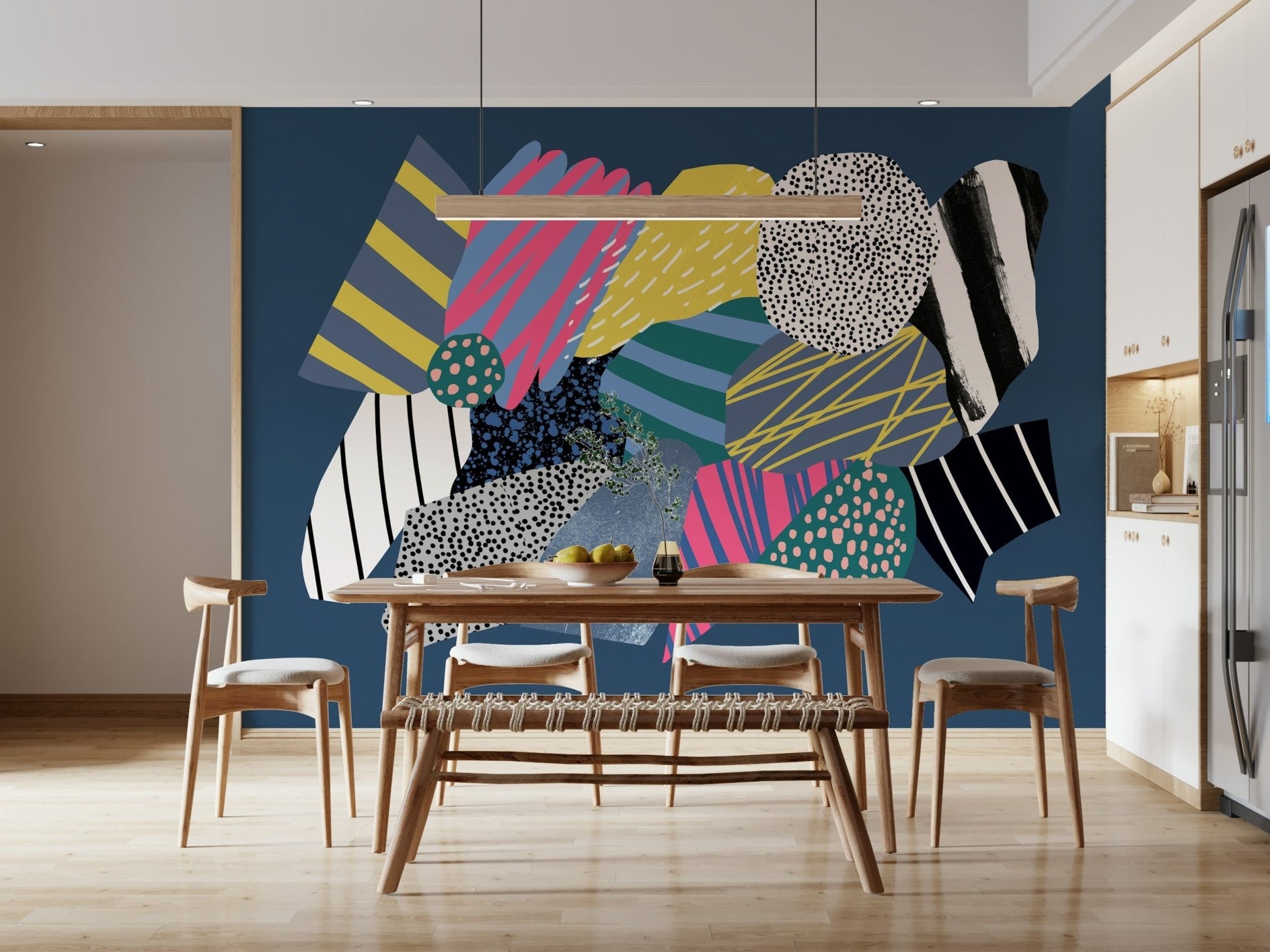 Cosmic-toned spaceship wall mural showing rocket flight through a deep space canvas, GD6194