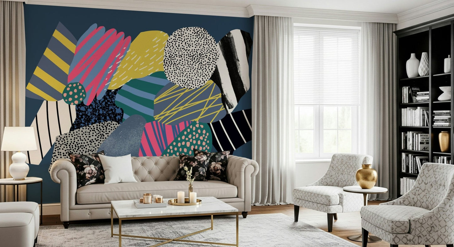 Starlit spaceship wall mural with rockets, planets, and twinkling cosmic dust, GD6194