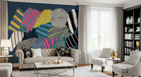 Starlit spaceship wall mural with rockets, planets, and twinkling cosmic dust, GD6194