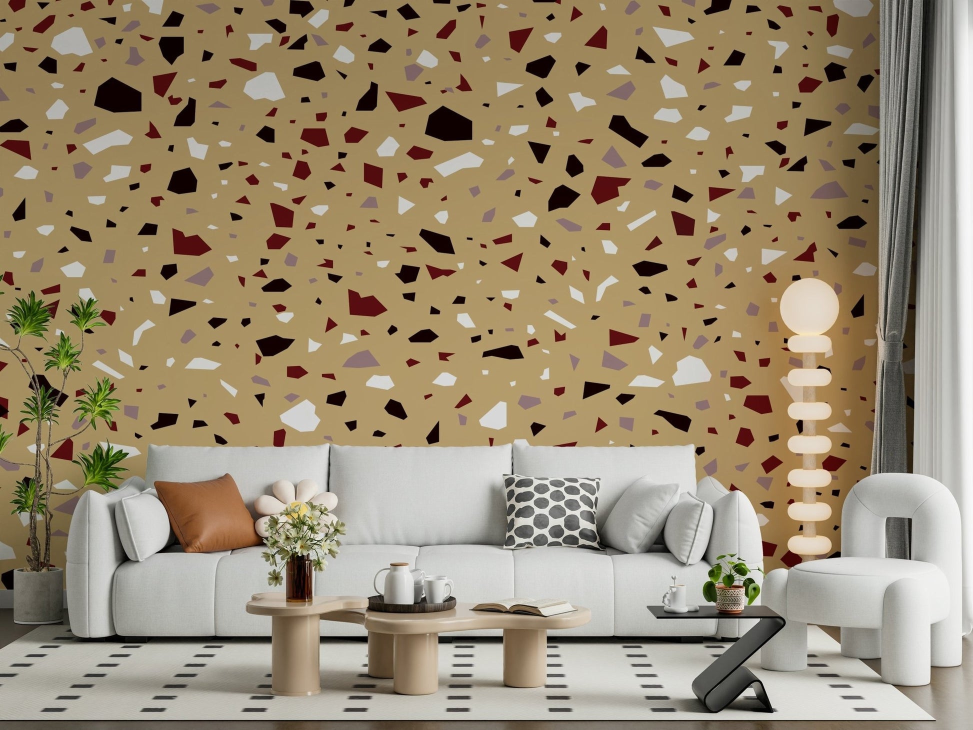 A contemplative gentle pattern wallpaper mural for a feature wall., GD5523