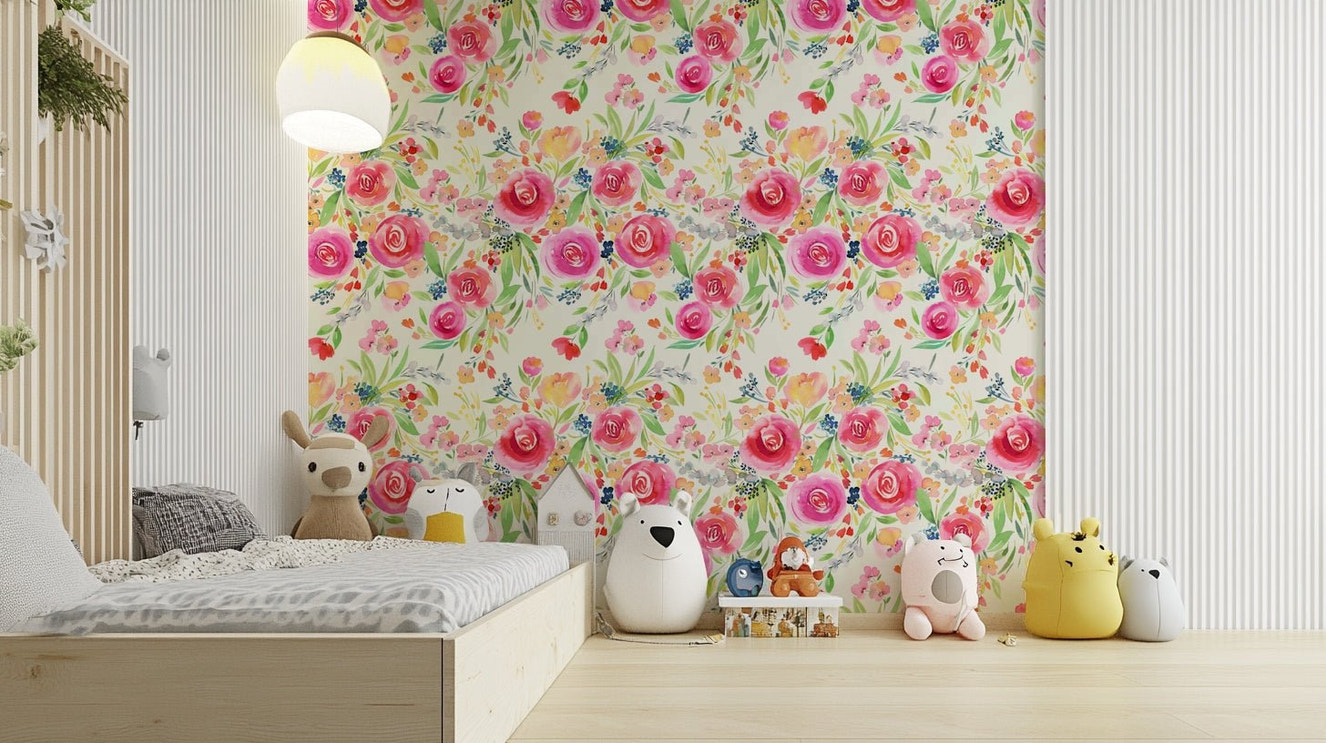 Nature wallpaper with spectacular whimsical rose blooms

