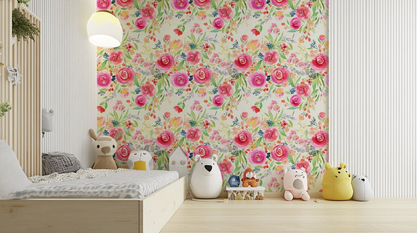 Nature wallpaper with spectacular whimsical rose blooms

