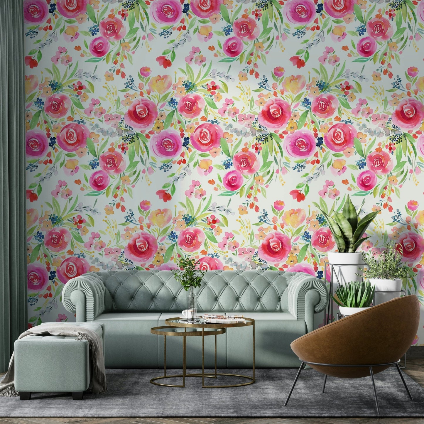 Roses and whimsical flowers wallpaper with stunning natural beauty

