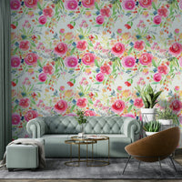 Roses and whimsical flowers wallpaper with stunning natural beauty


