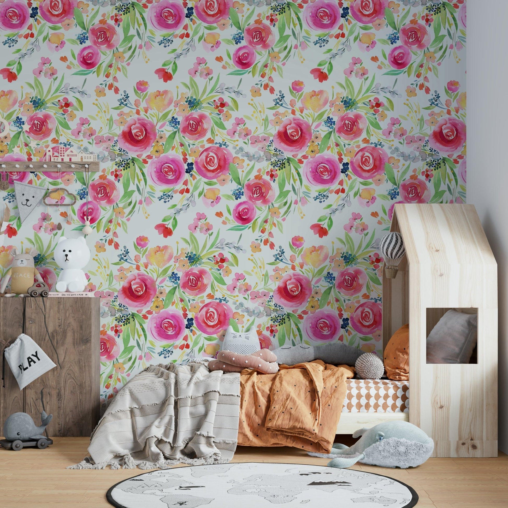 Whimsical roses wallpaper showcasing vibrant flowers and nature

