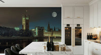 High-quality Westminster Abbey wallpaper, fantastic moonlit Thames panorama.