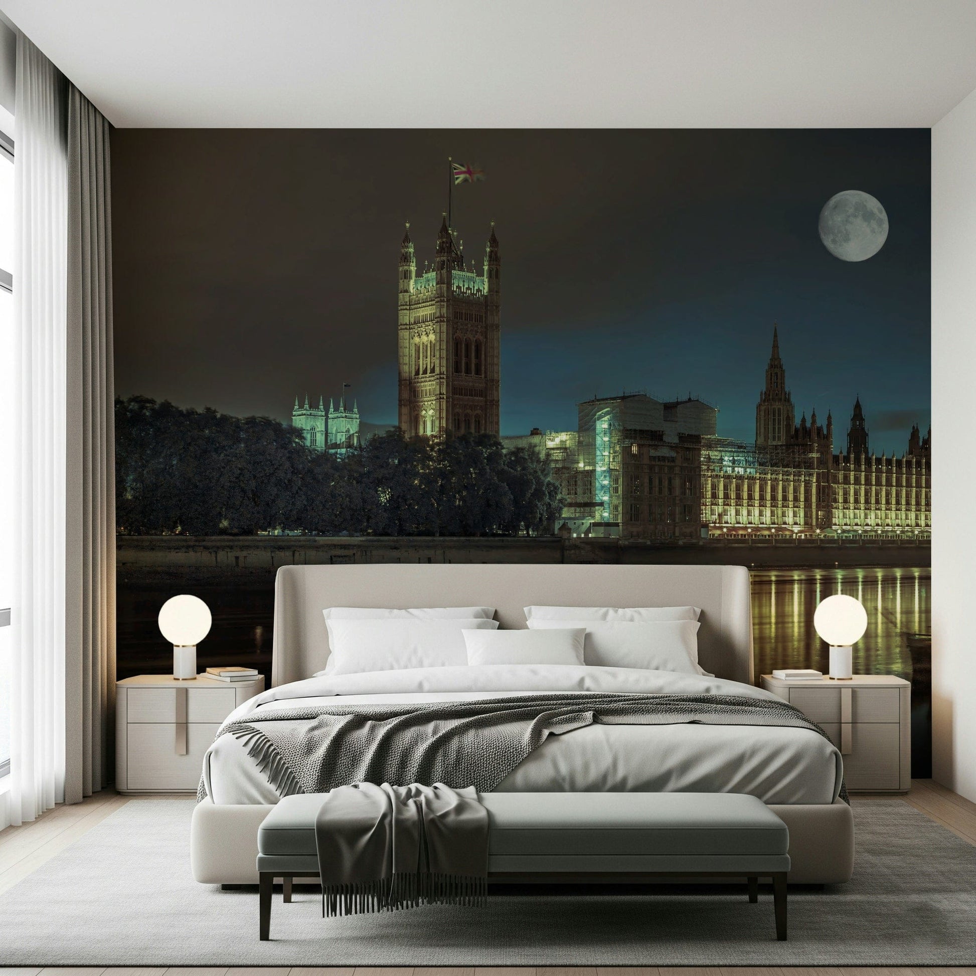 Historic Westminster Abbey wallpaper for walls, beautiful dark sky view.