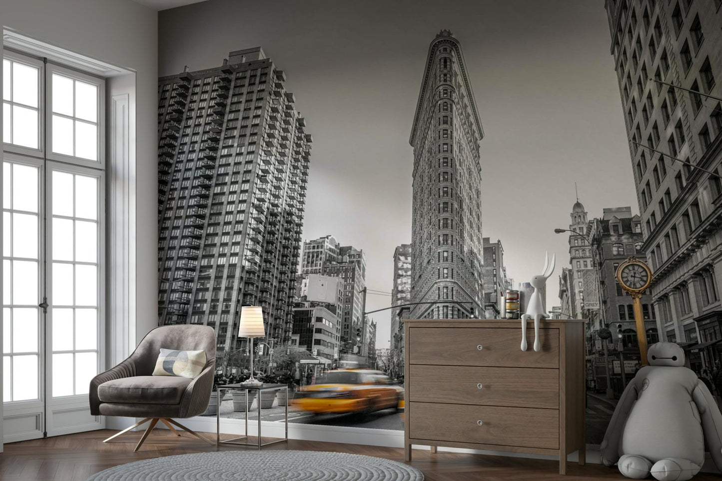 Busy urban street wallpaper.

