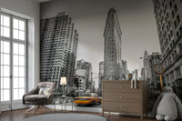 Busy urban street wallpaper.

