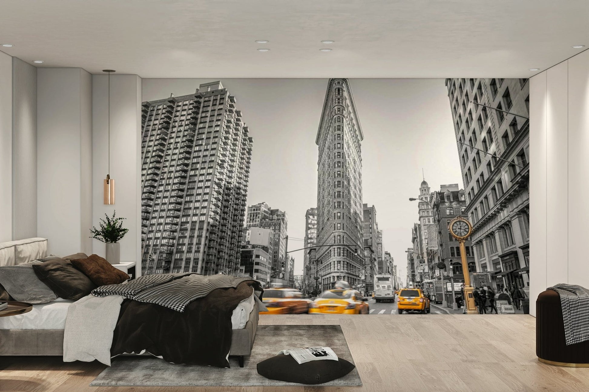 Yellow taxis in motion blur.

