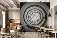 Spiral Ascent Wall Mural set in an airy Cafe with wood and natural light