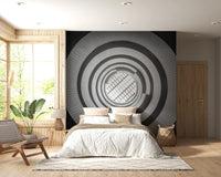 Behind the bed, Spiral Ascent Wall Mural adds a calm focal point to the bedroom