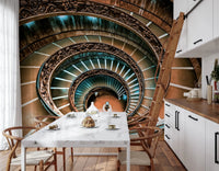 Classic luxury staircase with iron railing mural., GD8438