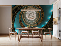 Clean white spiraling grandeur wall art print.