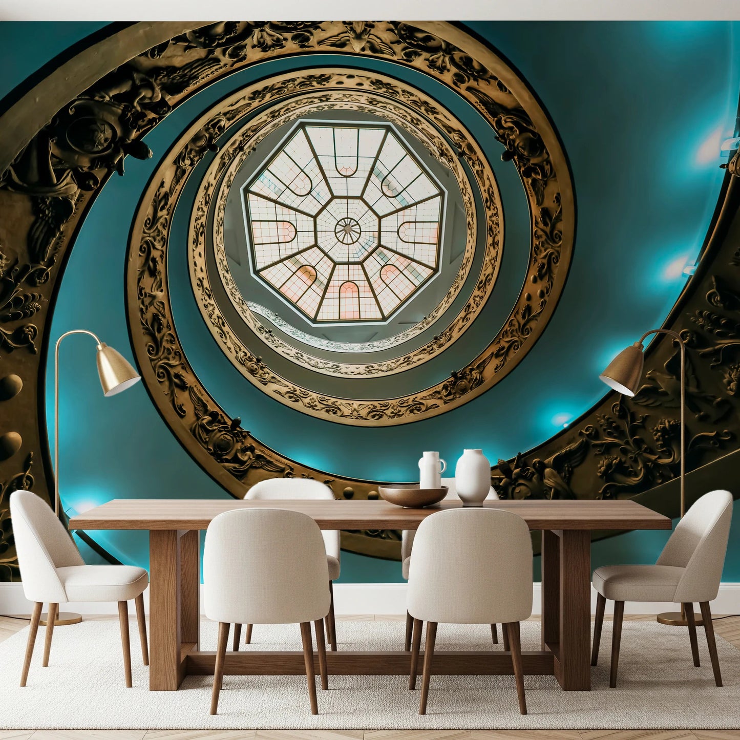Geometric vortex effect wallpaper for feature walls.