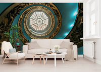 Swirling architectural lines in a modern mural.