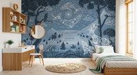 Kids room using Spirit Night Blue Wall Mural celestial artwork, GD9197