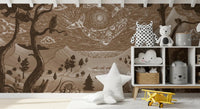 Playroom styled in Spirit Night Brown Animal Wall Mural scene, GD9200