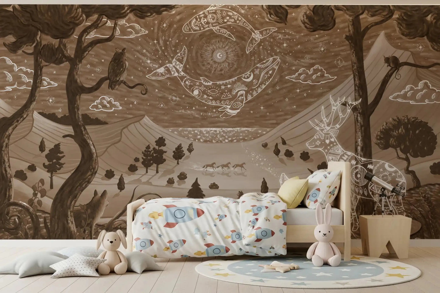 Nature scene Wall Mural in Spirit Night Brown artwork, GD9200