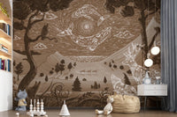 Artistic Wall Mural in Spirit Night Brown landscape style, GD9200