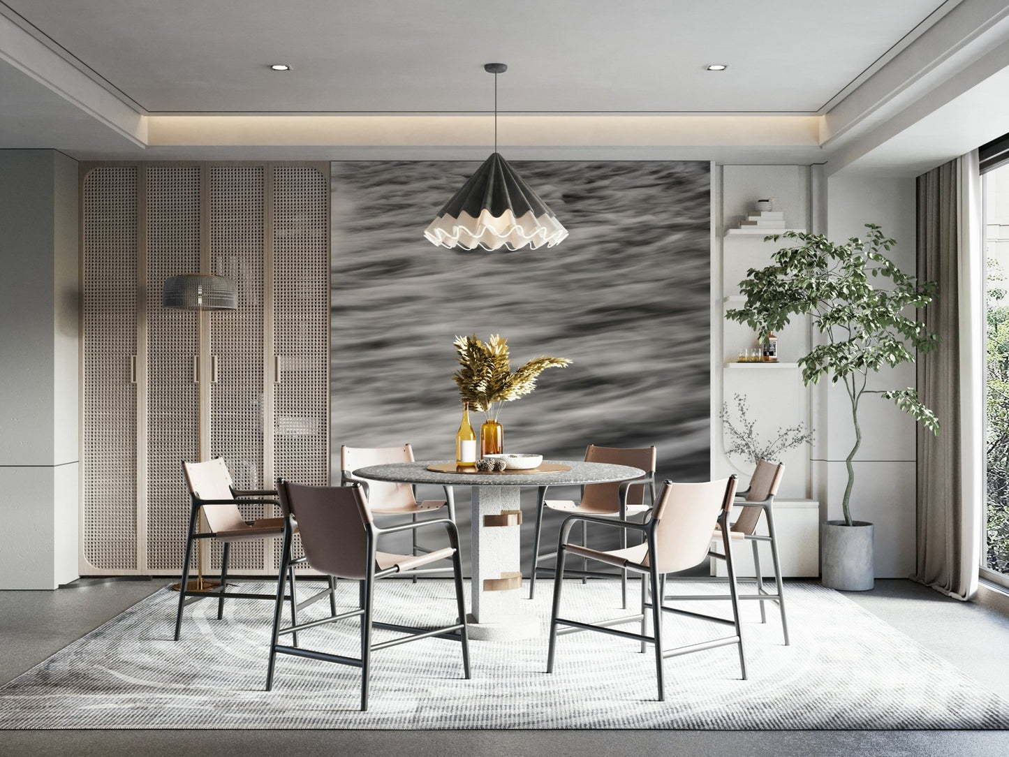 The wallpaper for walls being admired in a home.

