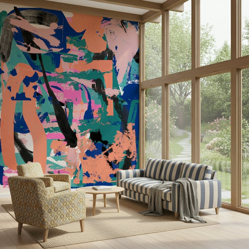 A contemplative gentle design wallpaper mural for a feature wall.