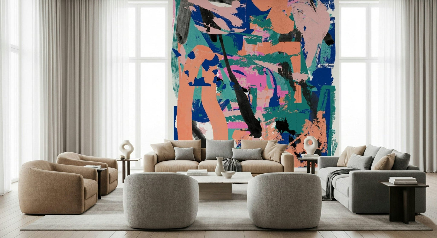 A beautiful abstract ink splash wallpaper mural for a modern home.