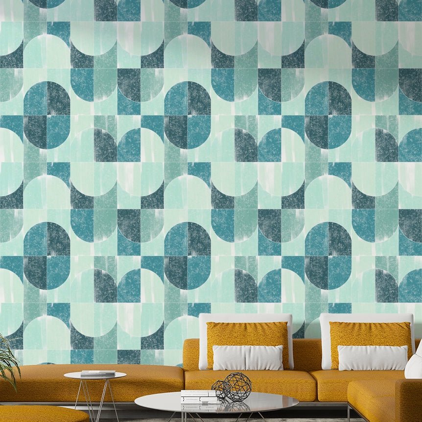 Calming color palette on wallpaper.

