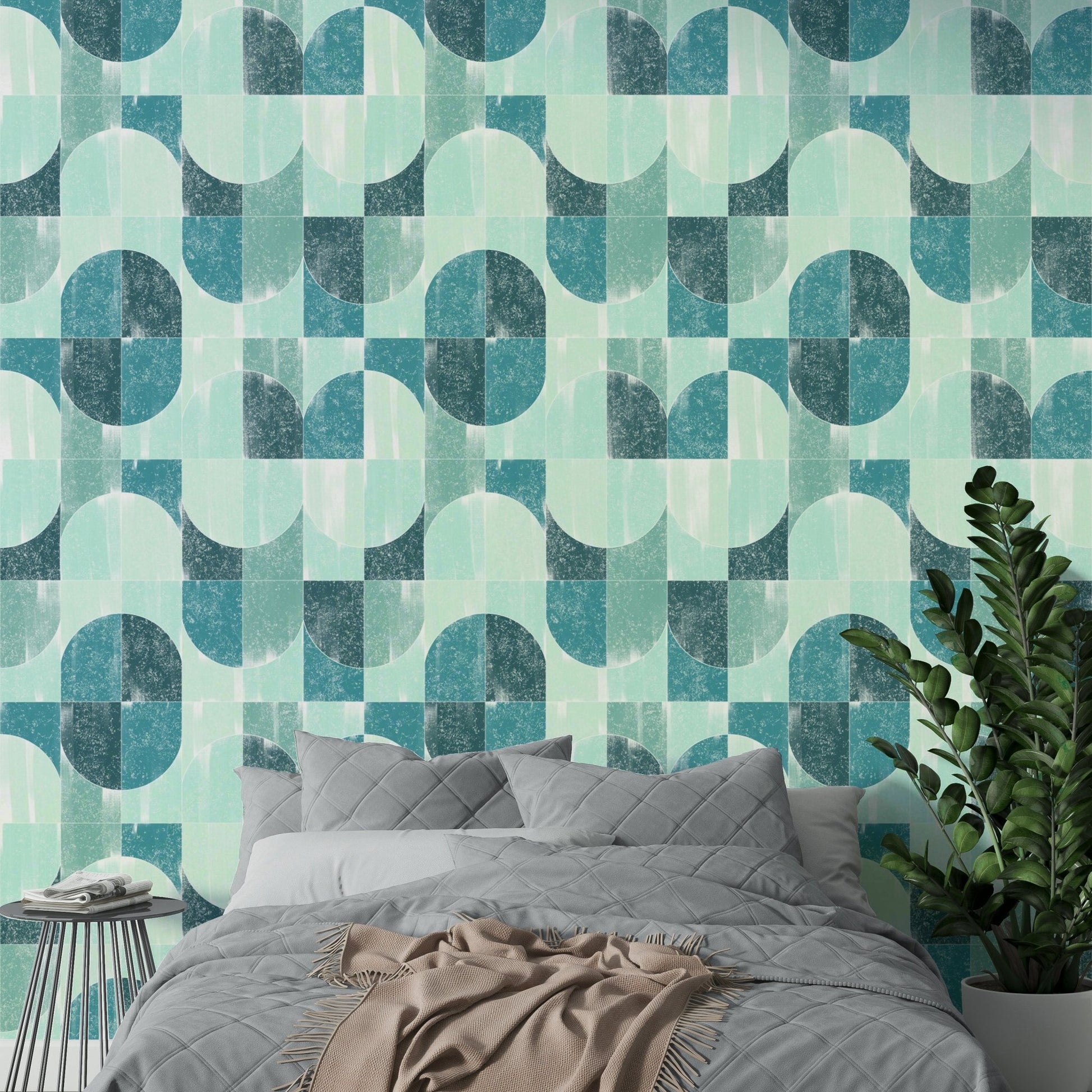 Textured geometric print.

