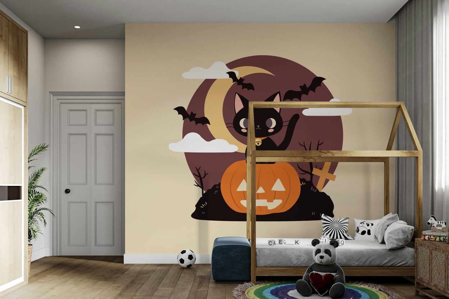 Fun Halloween decor wallpaper.



