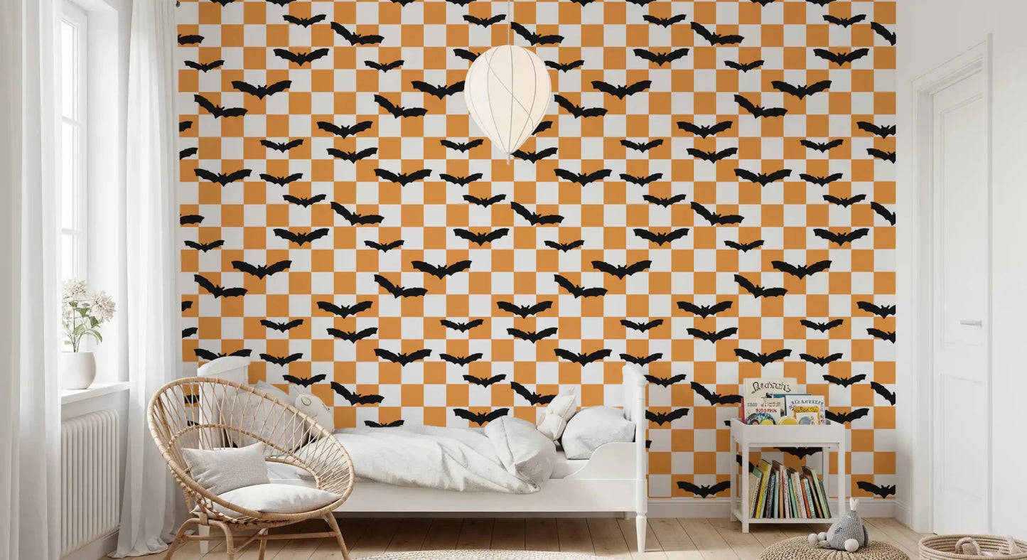 Bold Spooky Checkerboard wallpaper in a minimalist Kids bedroom GD9458