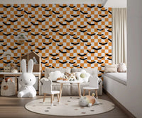 Festive bats wallpaper for a bright kids play room area GD9458