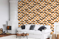 Vibrant orange bats wallpaper for a modern living roomGD9458