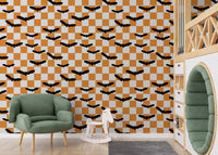 Cheerful checkerboard bats wallpaper for a cozy nurseryGD9458