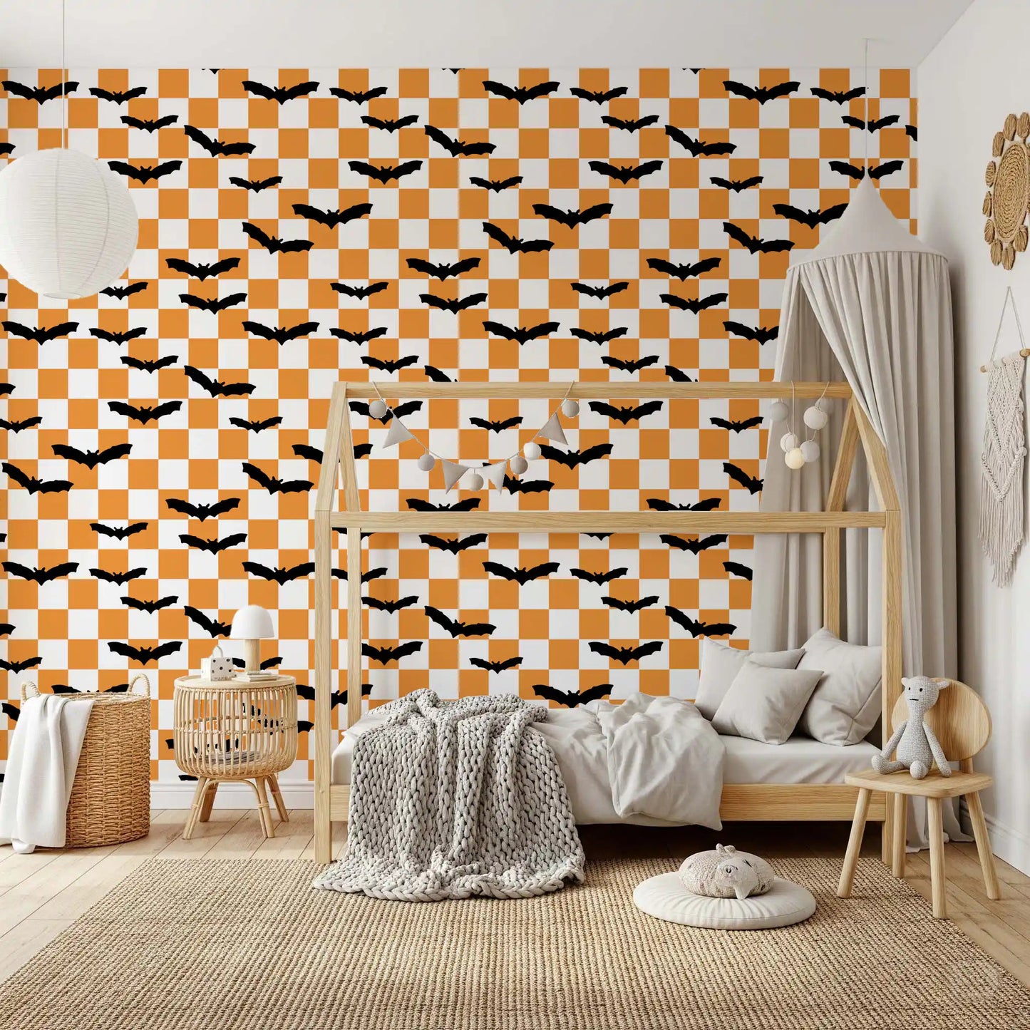 Playful Spooky Bats wallpaper inside a colorful kids room GD9458