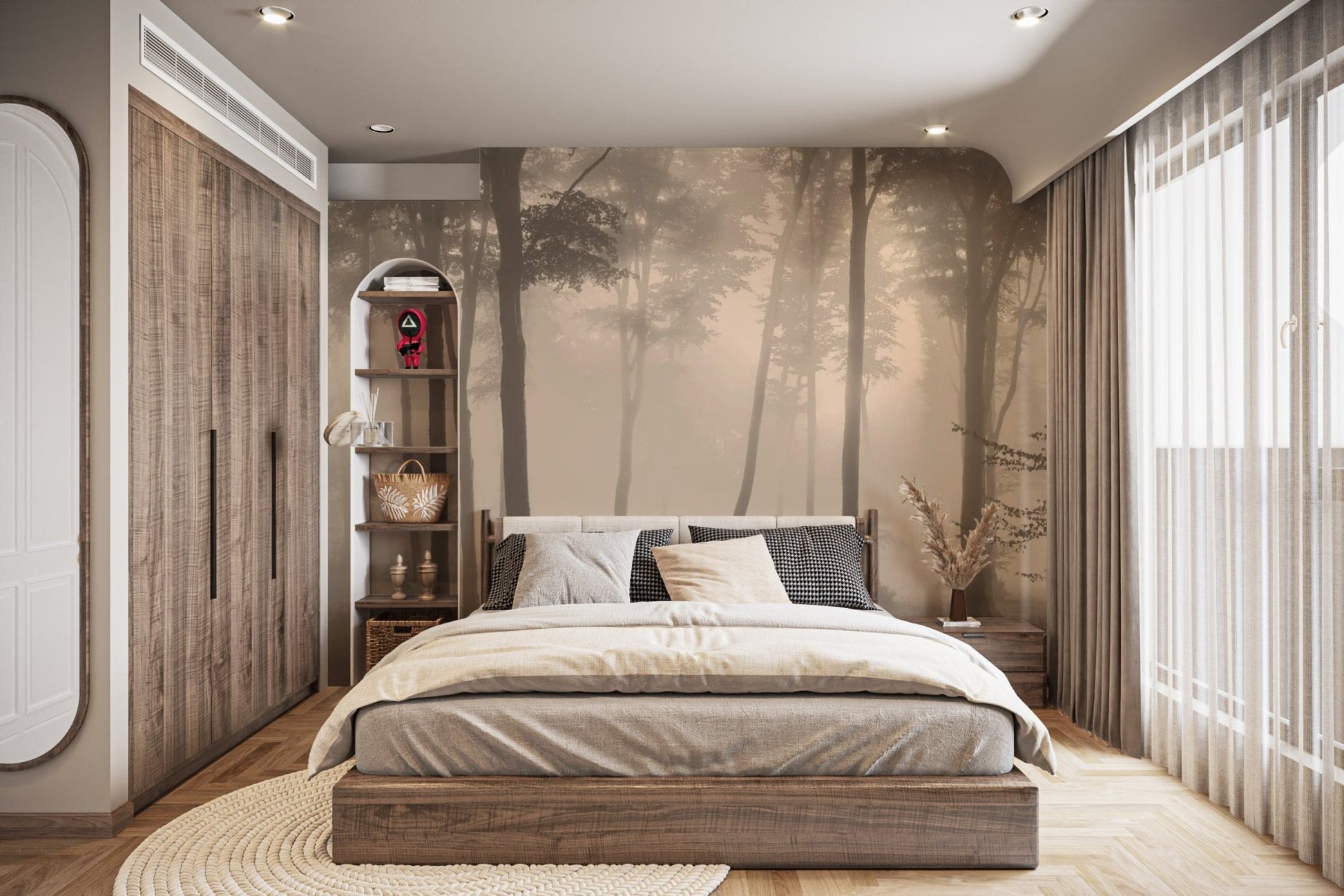Spooky Haunted Halloween Foggy Forest Wallpaper Mural
