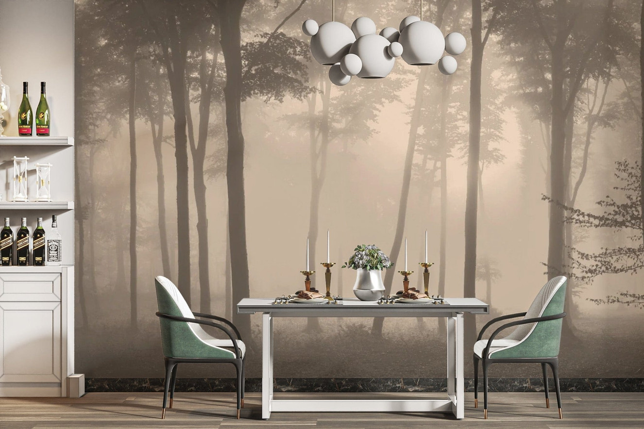 Spooky Haunted Halloween Foggy Forest Wallpaper Mural
