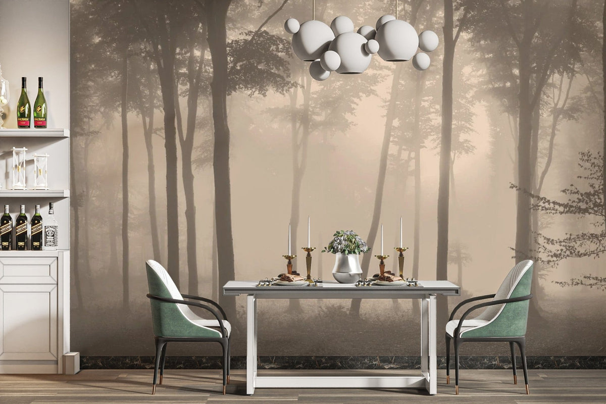 Spooky Haunted Halloween Foggy Forest Wallpaper Mural Forest-03