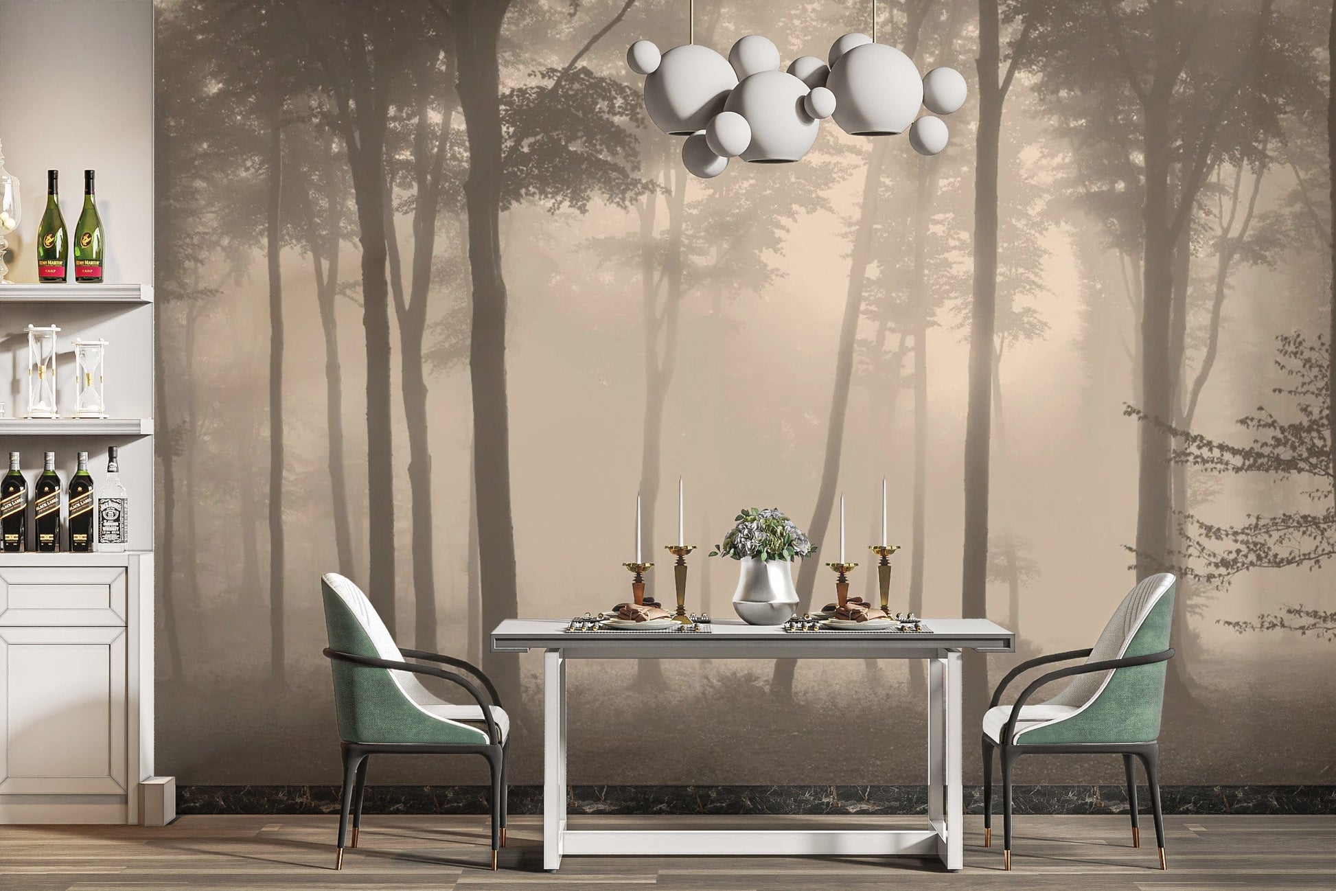 Spooky Haunted Halloween Foggy Forest Wallpaper Mural