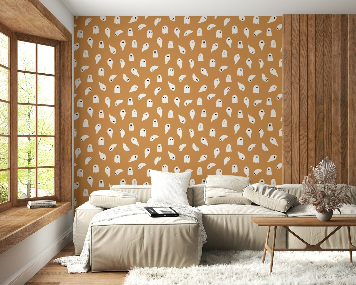 Whimsical Spooky Specters! Wallpaper wall mural with phantasmal ghosts., GD6647