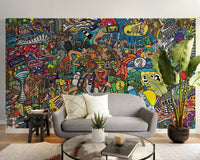 Urban sports graffiti wallpaper mural with dynamic design.