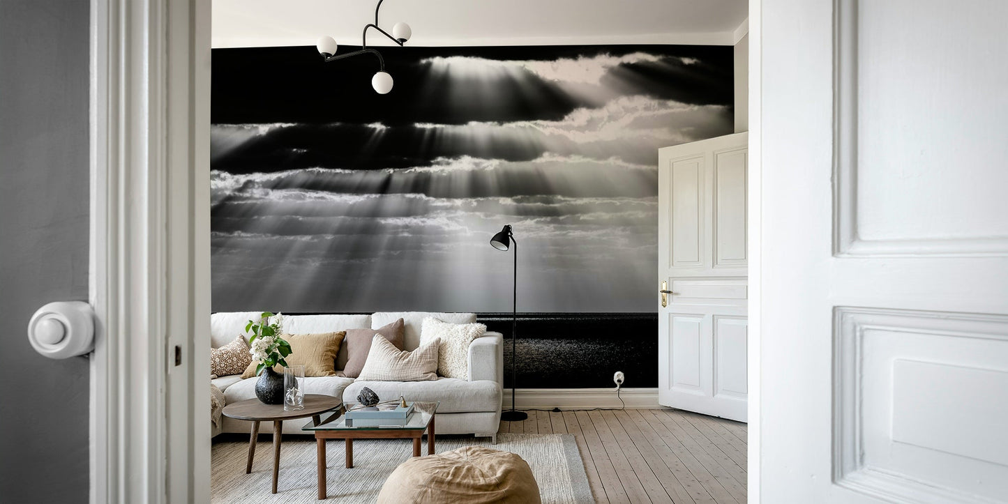 A contemplative dotted design wallpaper mural for a feature wall.

