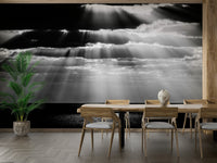 A graceful subtle pattern wall mural in cool, natural tones.

