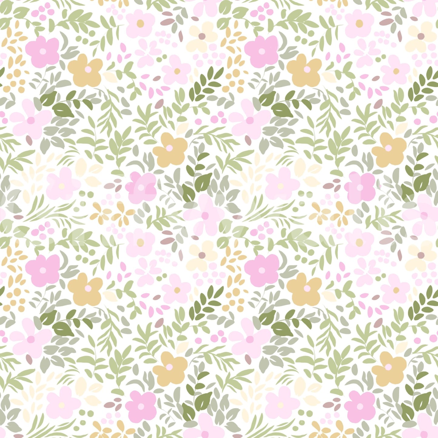 Pale pink, butter yellow, and sage green meet on this summertime wallpaperGD9499