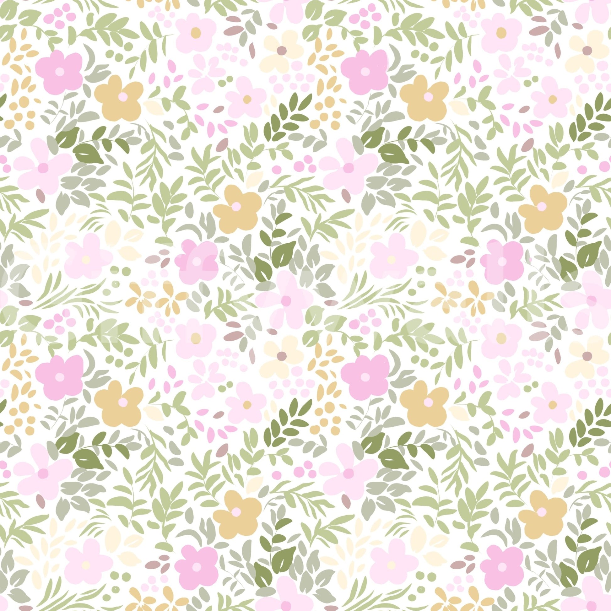 Pale pink, butter yellow, and sage green meet on this summertime wallpaperGD9499